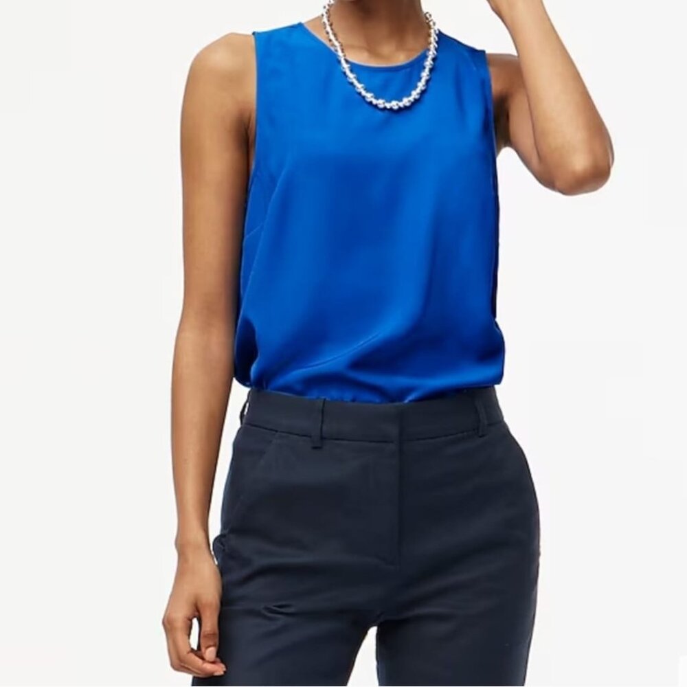 J. Crew Women's Royal Blue Sleeveless Silk Tank Top